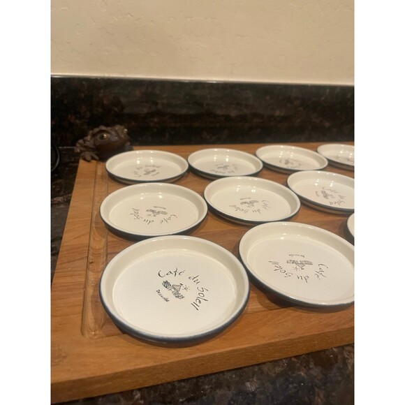 12 Enamelware Coasters “Cafe du Soleil” - Picture 5 of 10